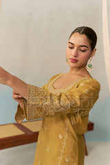 LIYA - Mustard Gold Chanderi Suit Set
