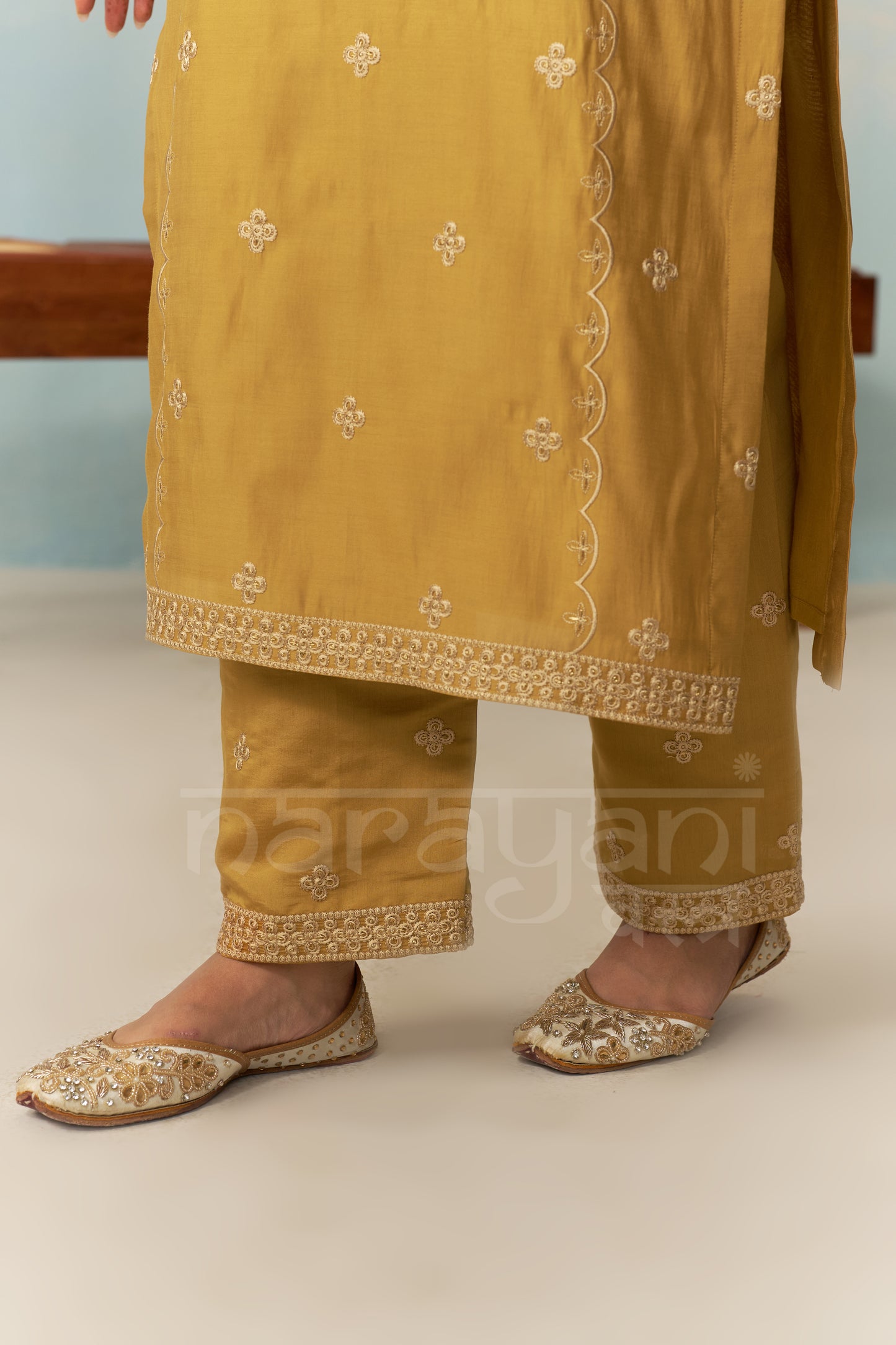LIYA - Mustard Gold Chanderi Suit Set