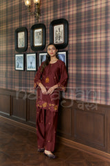 MERLOT- Mulberry Wine embroidered co-ord se