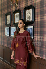 MERLOT- Mulberry Wine embroidered co-ord se