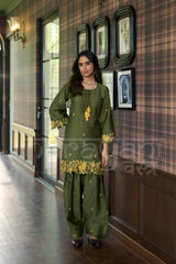 MOSS - Deep Olive Embroidered Co-ord Set
