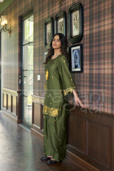 MOSS - Deep Olive Embroidered Co-ord Set