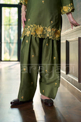 MOSS - Deep Olive Embroidered Co-ord Set
