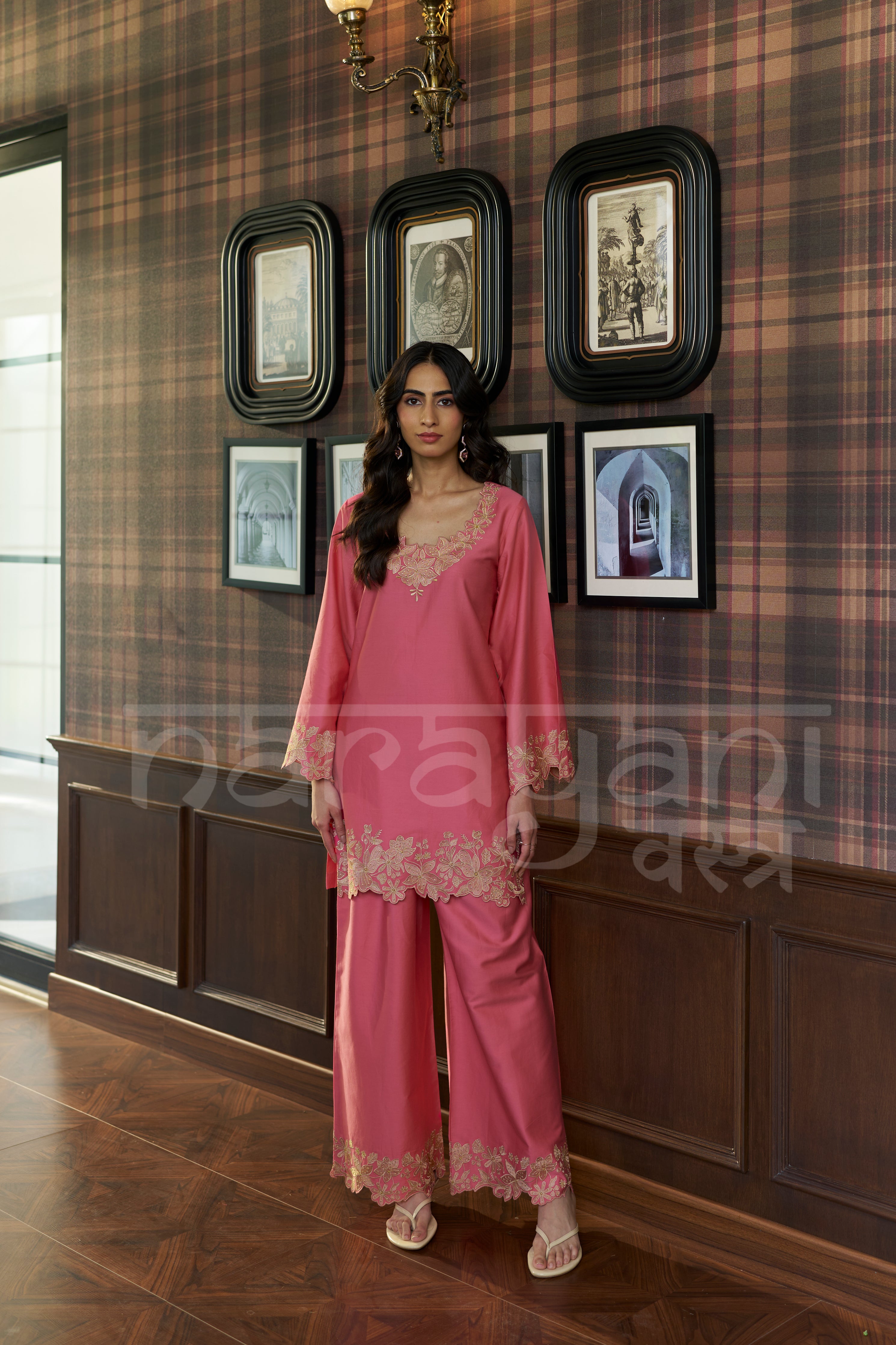 ROSÉ - Blush Pink Embroidered Co-ord Set