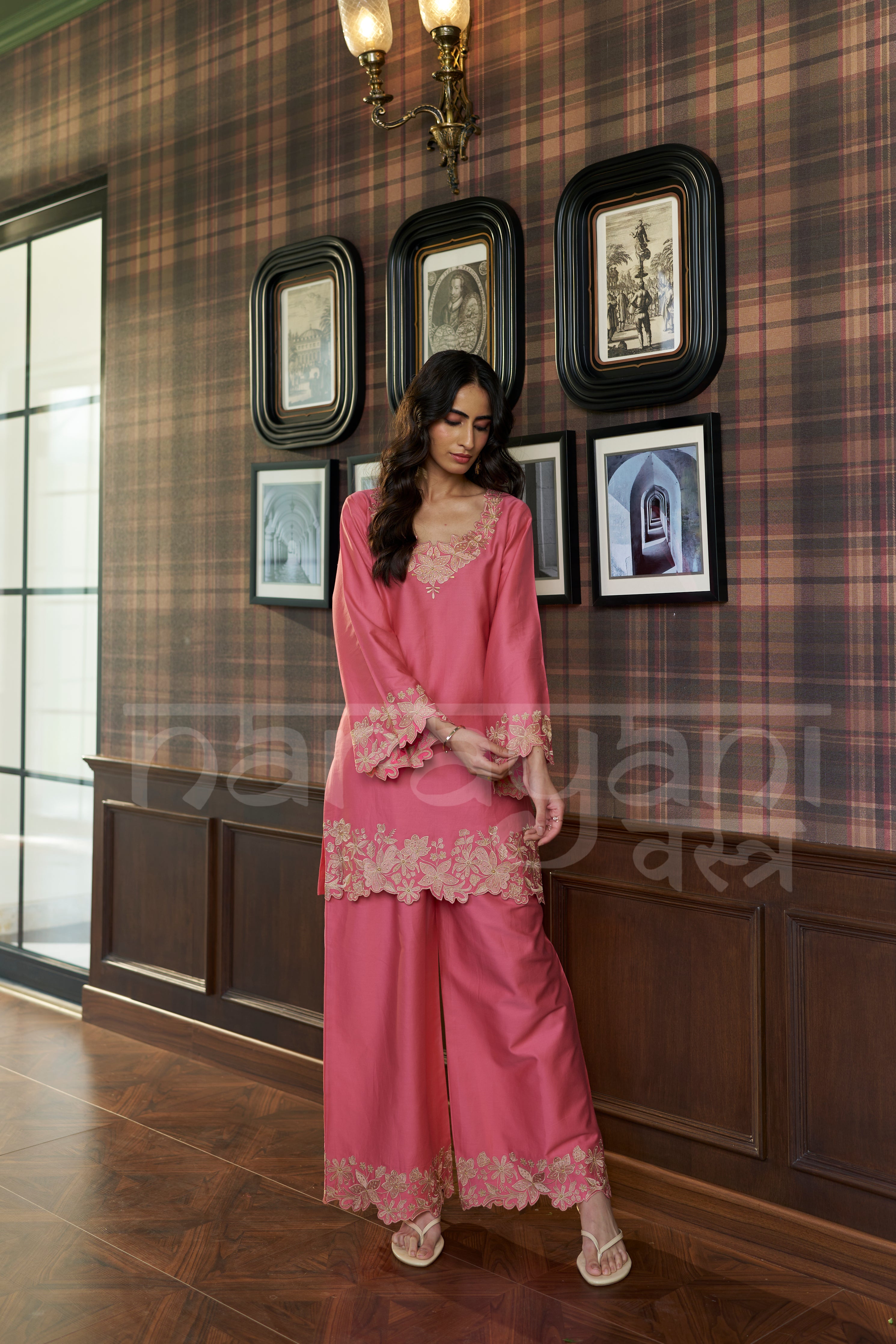 ROSÉ - Blush Pink Embroidered Co-ord Set