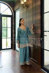 COVE- Seafoam Teal embroidered co-ord set