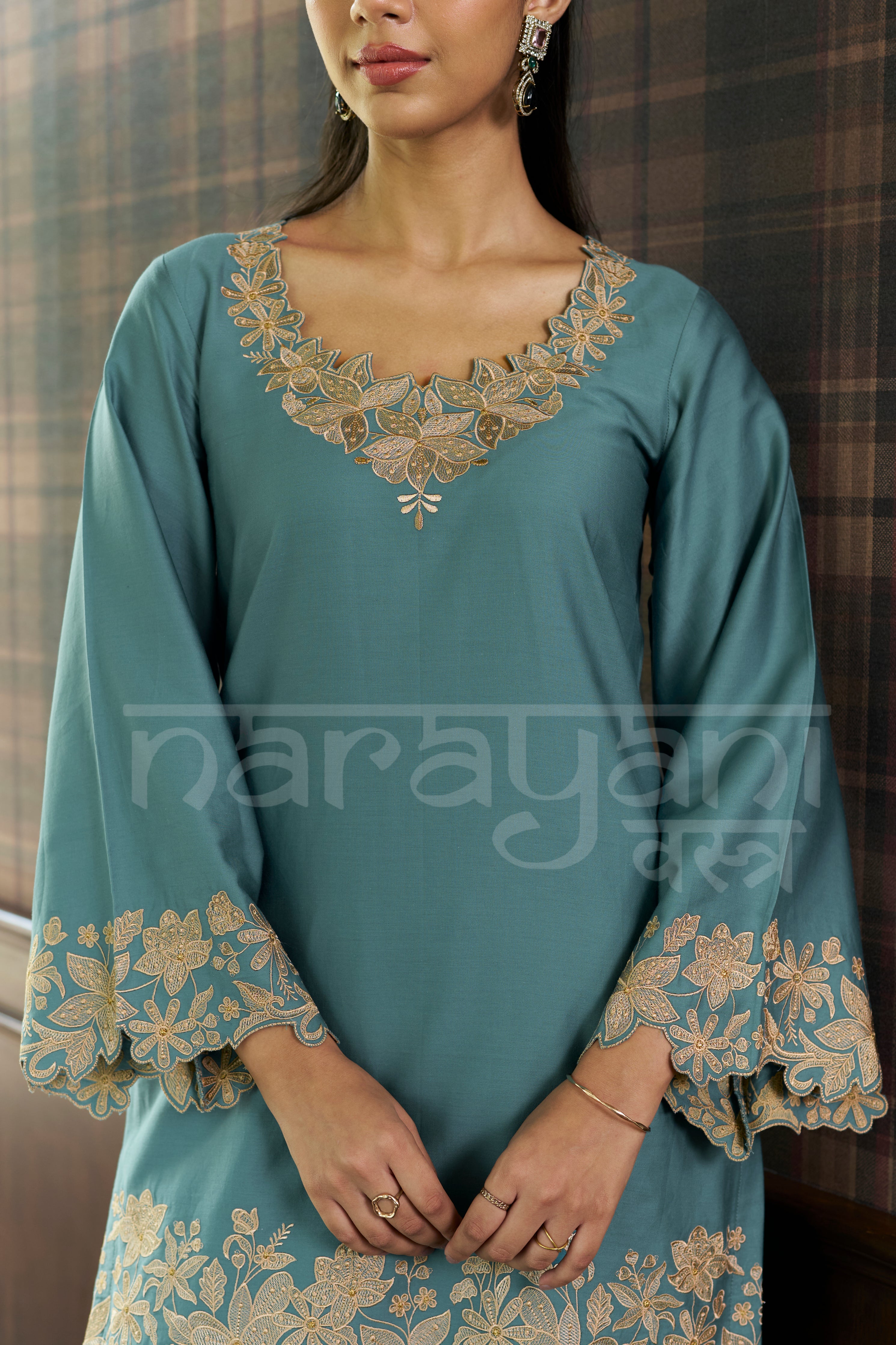 COVE- Seafoam Teal embroidered co-ord set