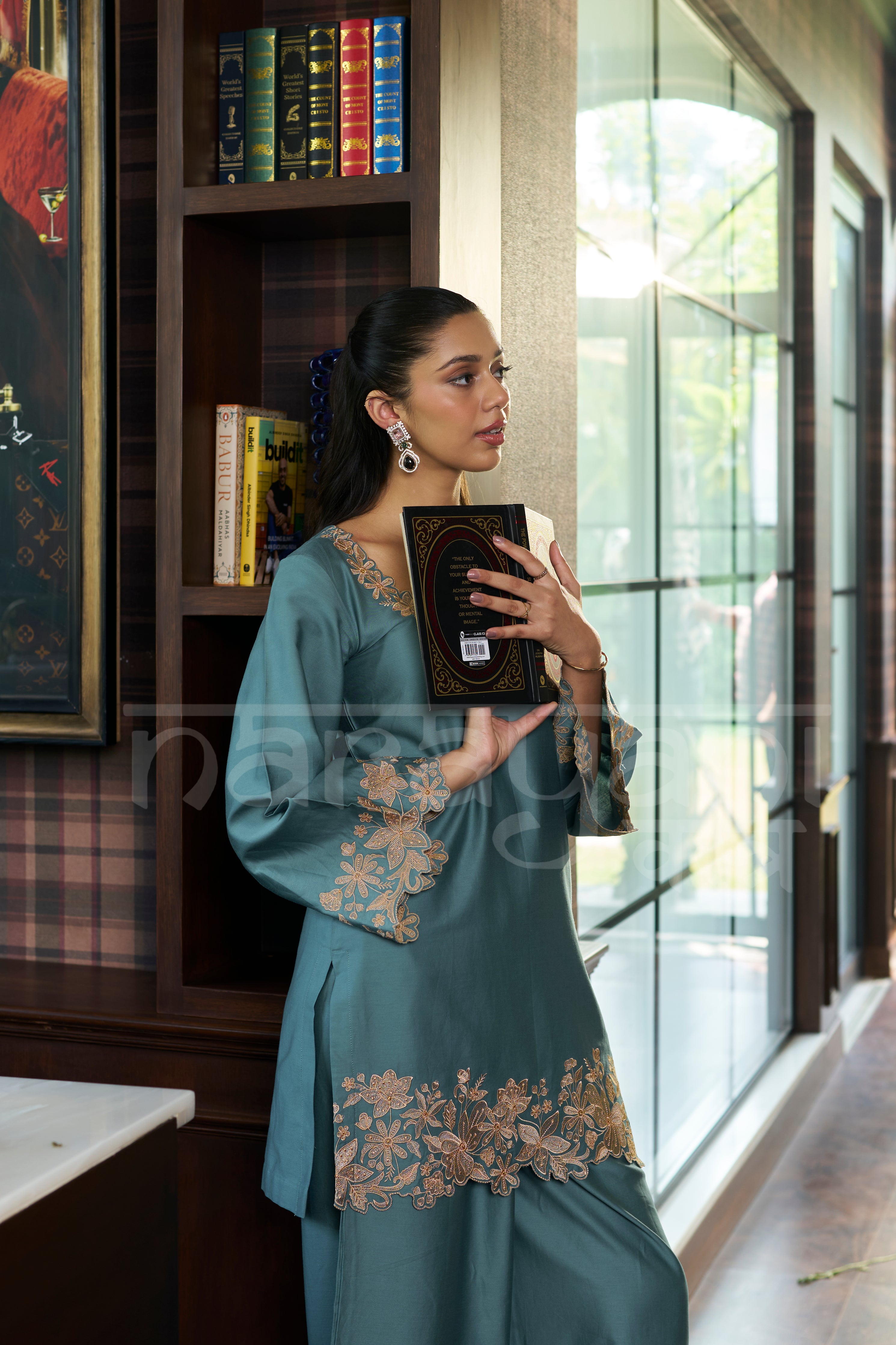 COVE- Seafoam Teal embroidered co-ord set