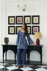 SAPPHIRE - Dusty Blue Embroidered Co-ord Set