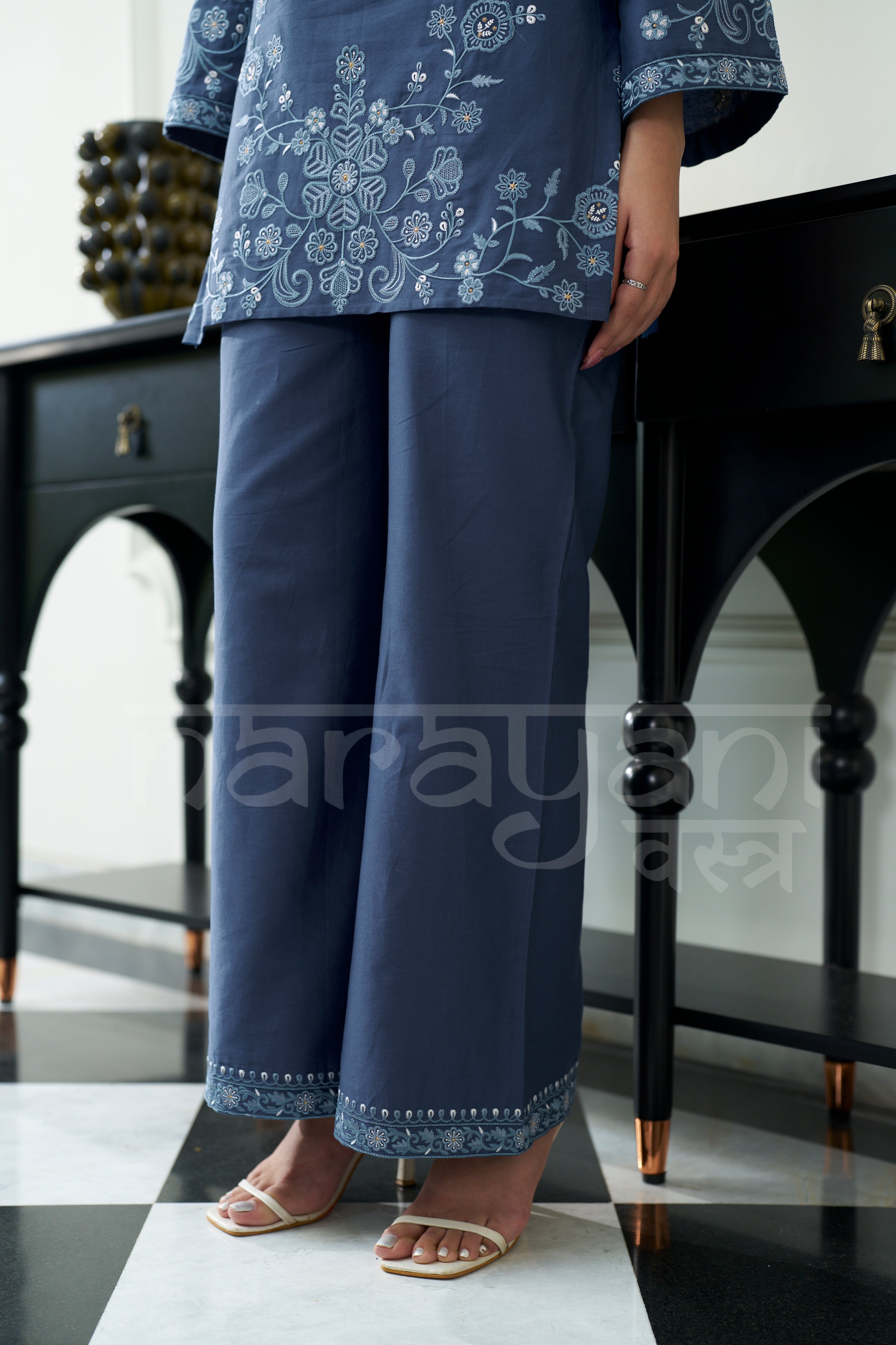 SAPPHIRE - Dusty Blue Embroidered Co-ord Set