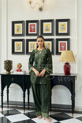 COBALT - Forest Green Embroidered Co-ord Set