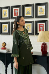 COBALT - Forest Green Embroidered Co-ord Set