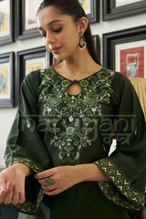 COBALT - Forest Green Embroidered Co-ord Set