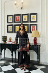ONYX - Jet Black embroidered co-ord set