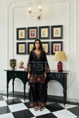 ONYX - Jet Black embroidered co-ord set