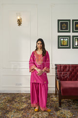 FLAMINGO - Fuchsia Pink Embroidered Co-ord Set