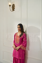 FLAMINGO - Fuchsia Pink Embroidered Co-ord Set