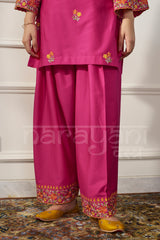 FLAMINGO - Fuchsia Pink Embroidered Co-ord Set