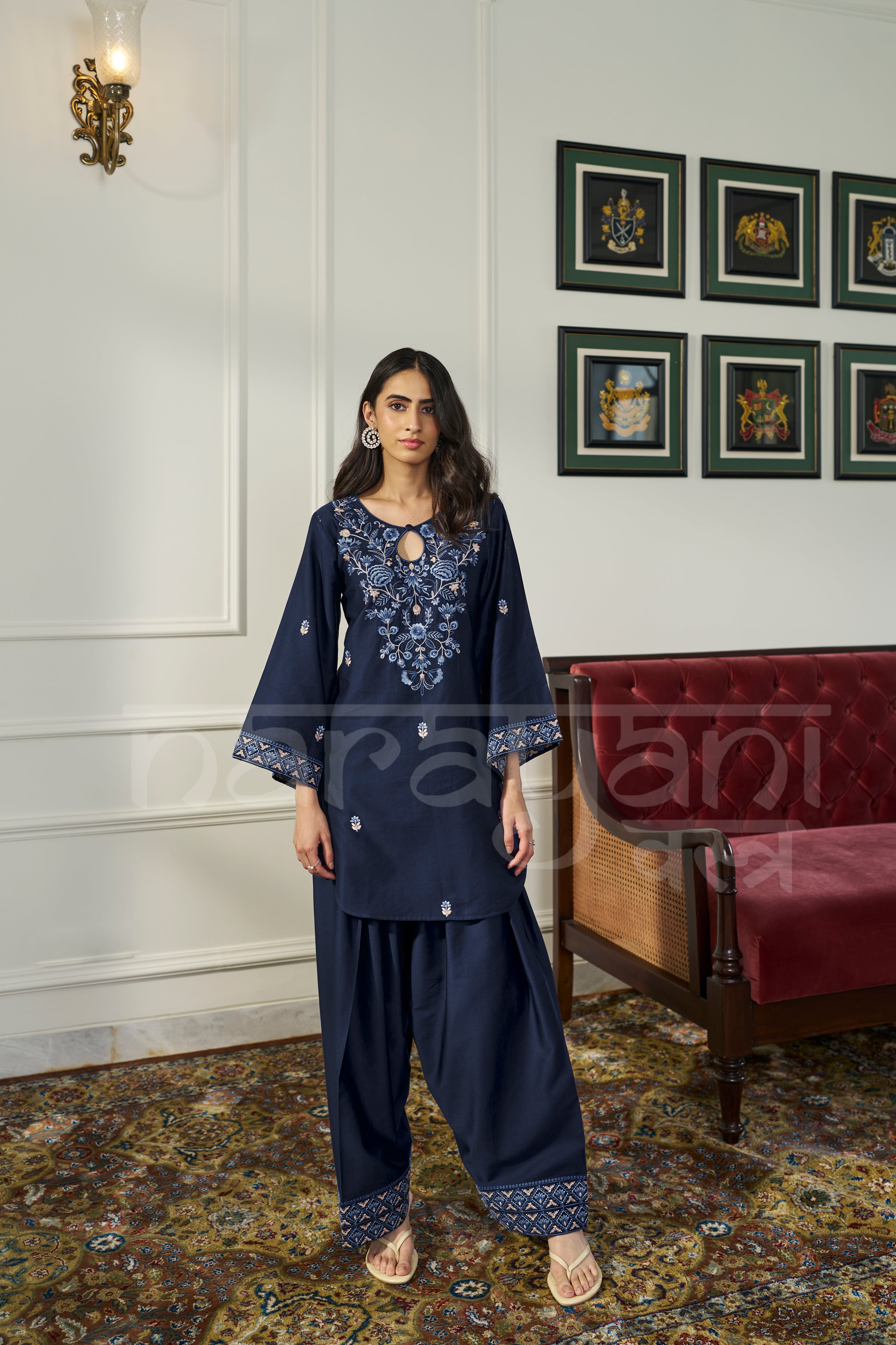 FERN - Midnight Navy Embroidered Co-ord Set