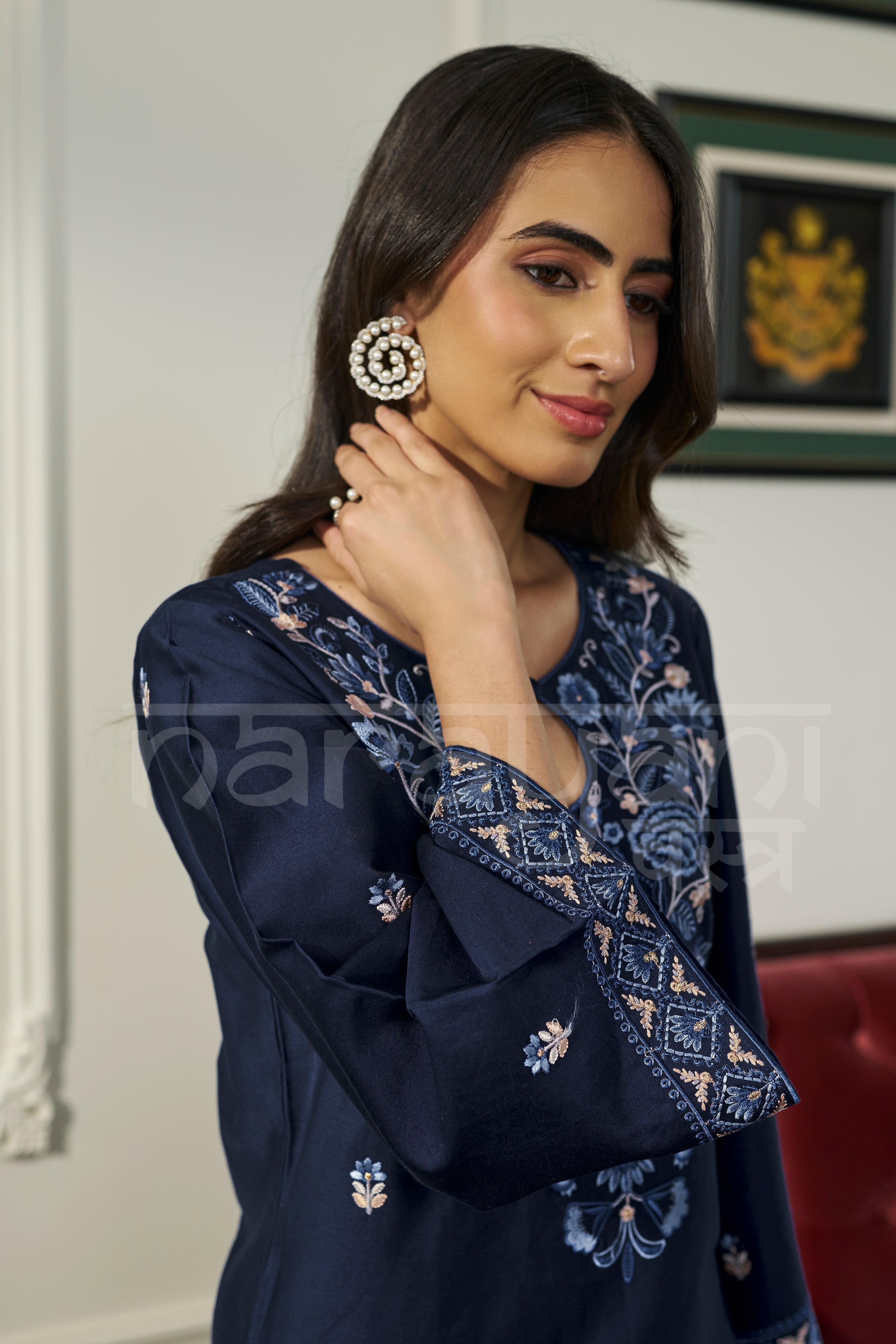 FERN - Midnight Navy Embroidered Co-ord Set