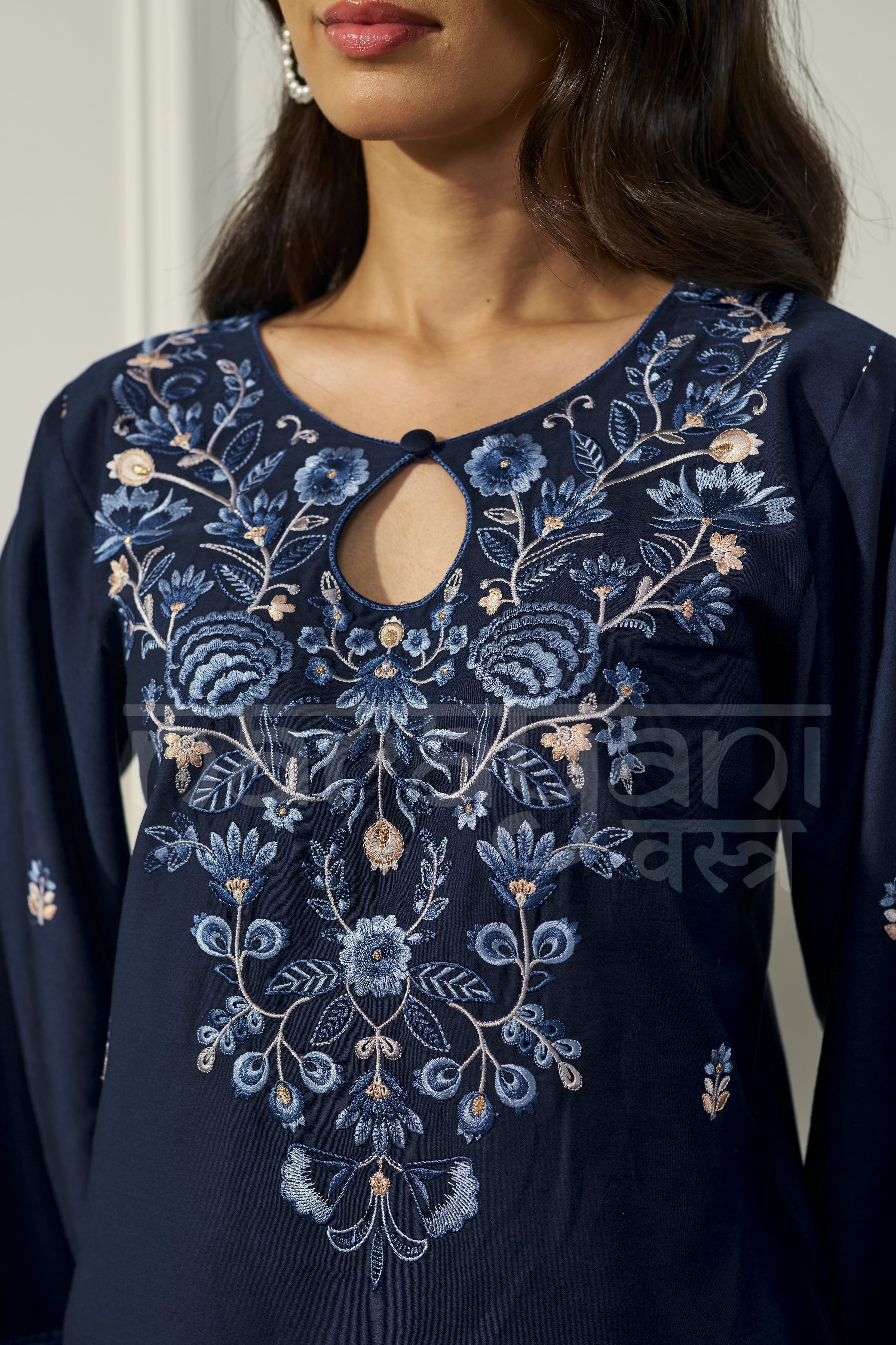 FERN - Midnight Navy Embroidered Co-ord Set