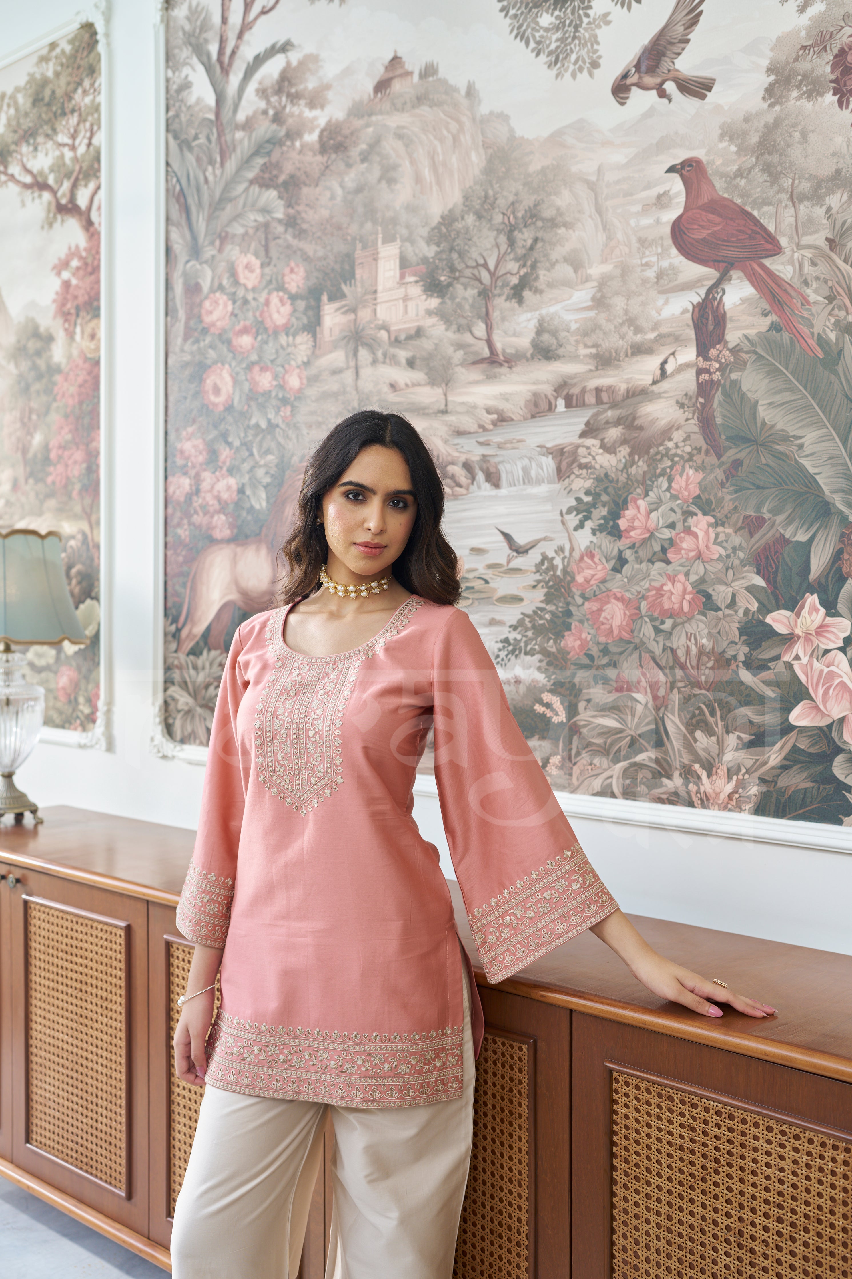 SORBET - Soft Pink embroidered co-ord set