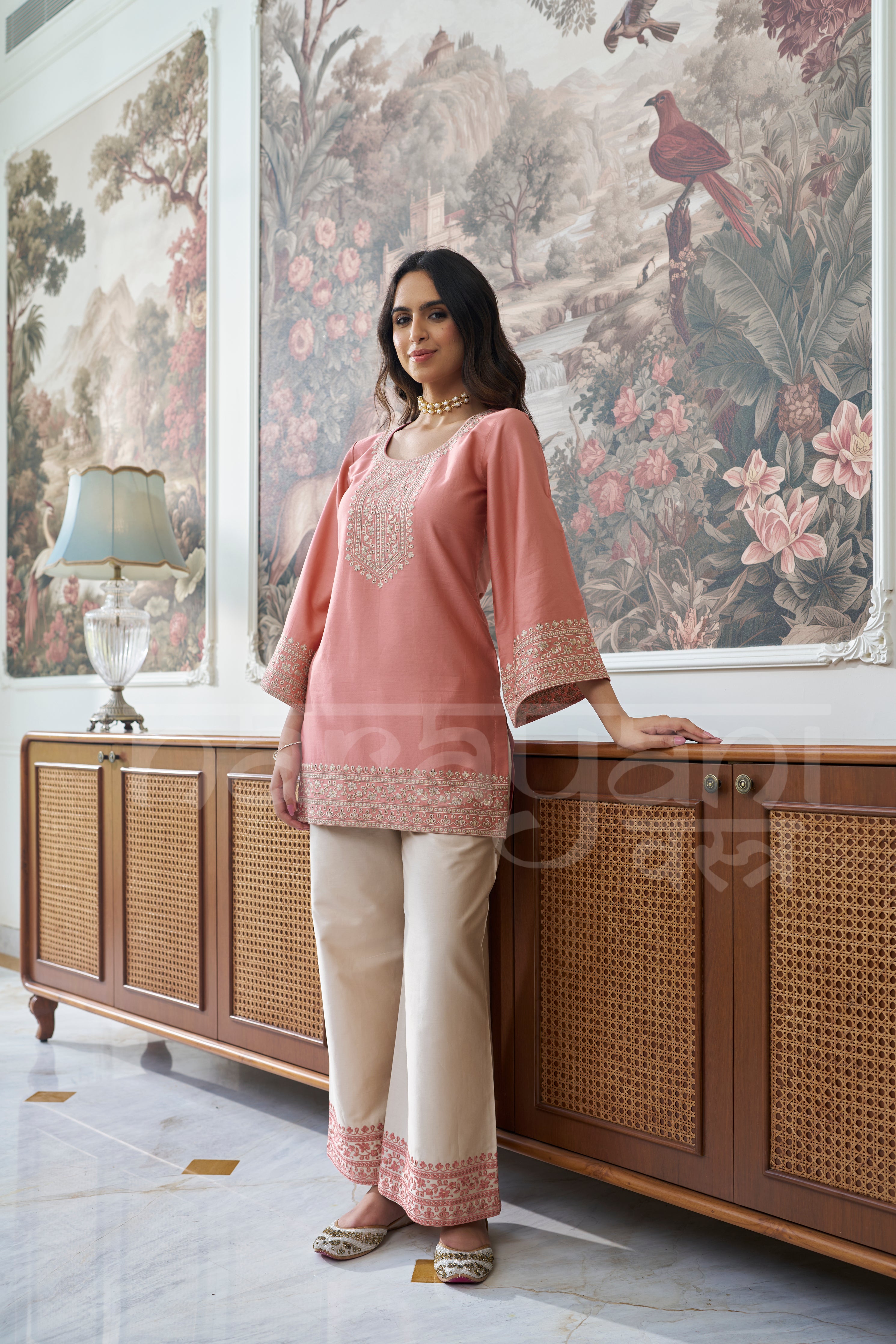 SORBET - Soft Pink embroidered co-ord set