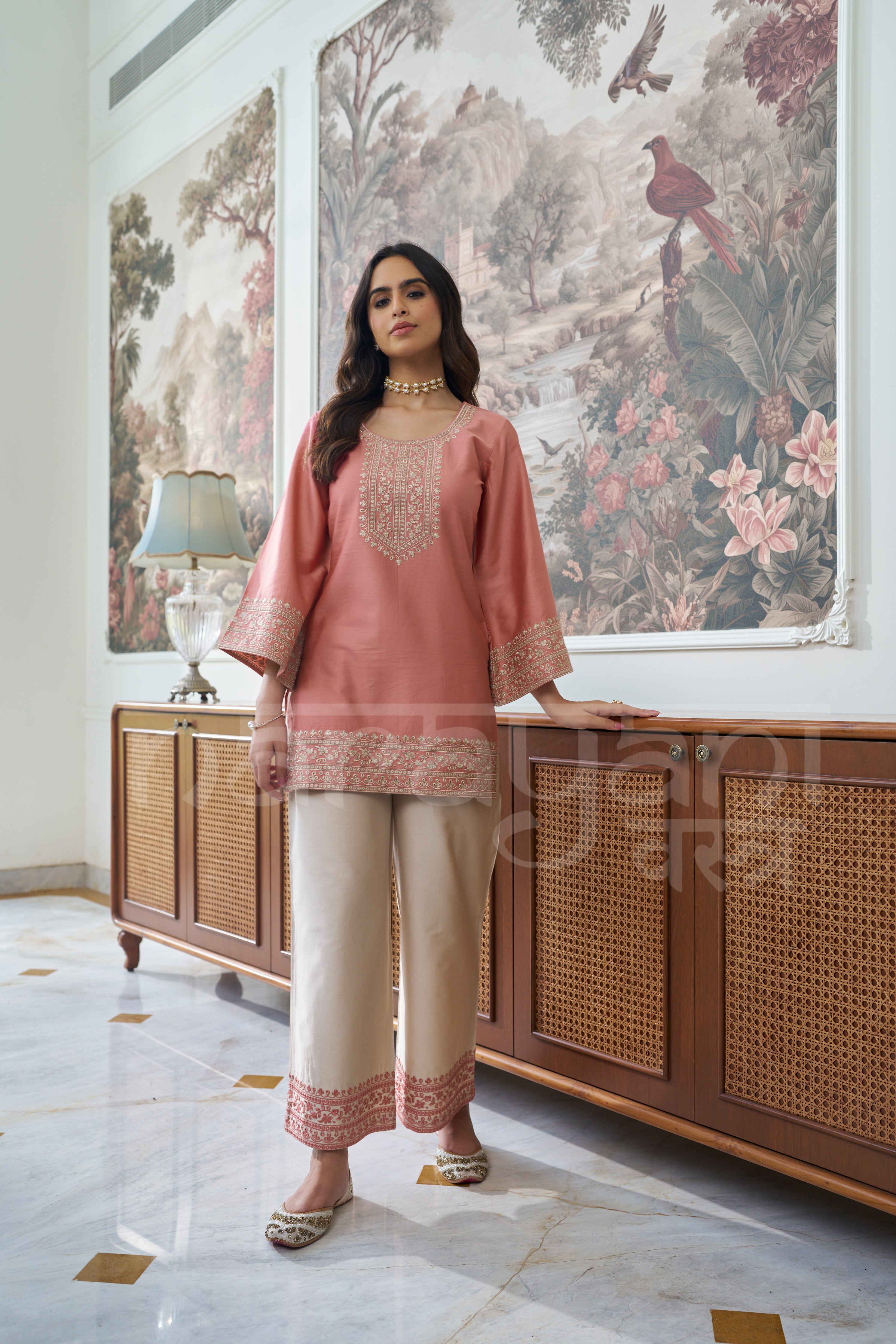 SORBET - Soft Pink embroidered co-ord set