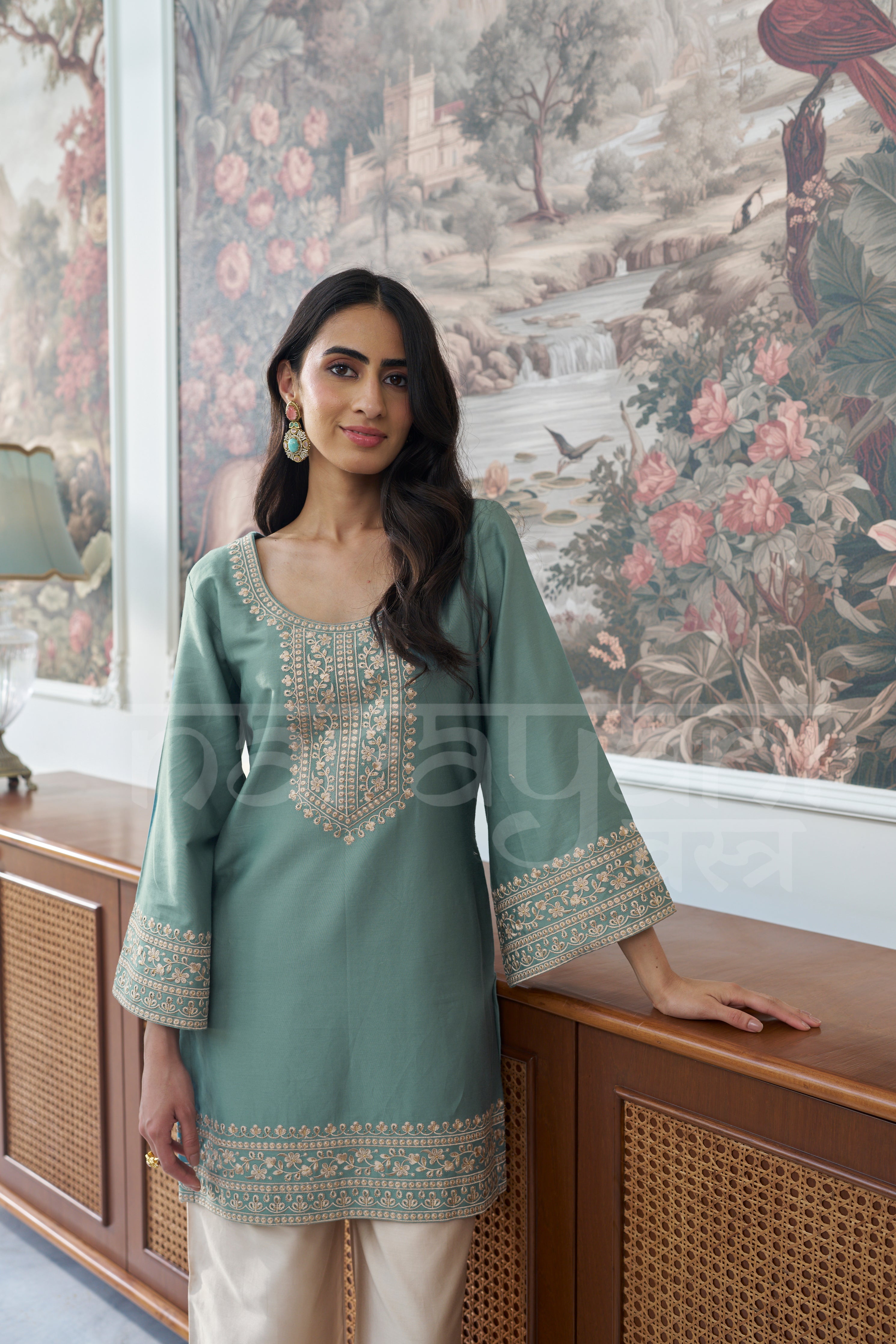 OASIS- Sage Green embroidered co-ord set