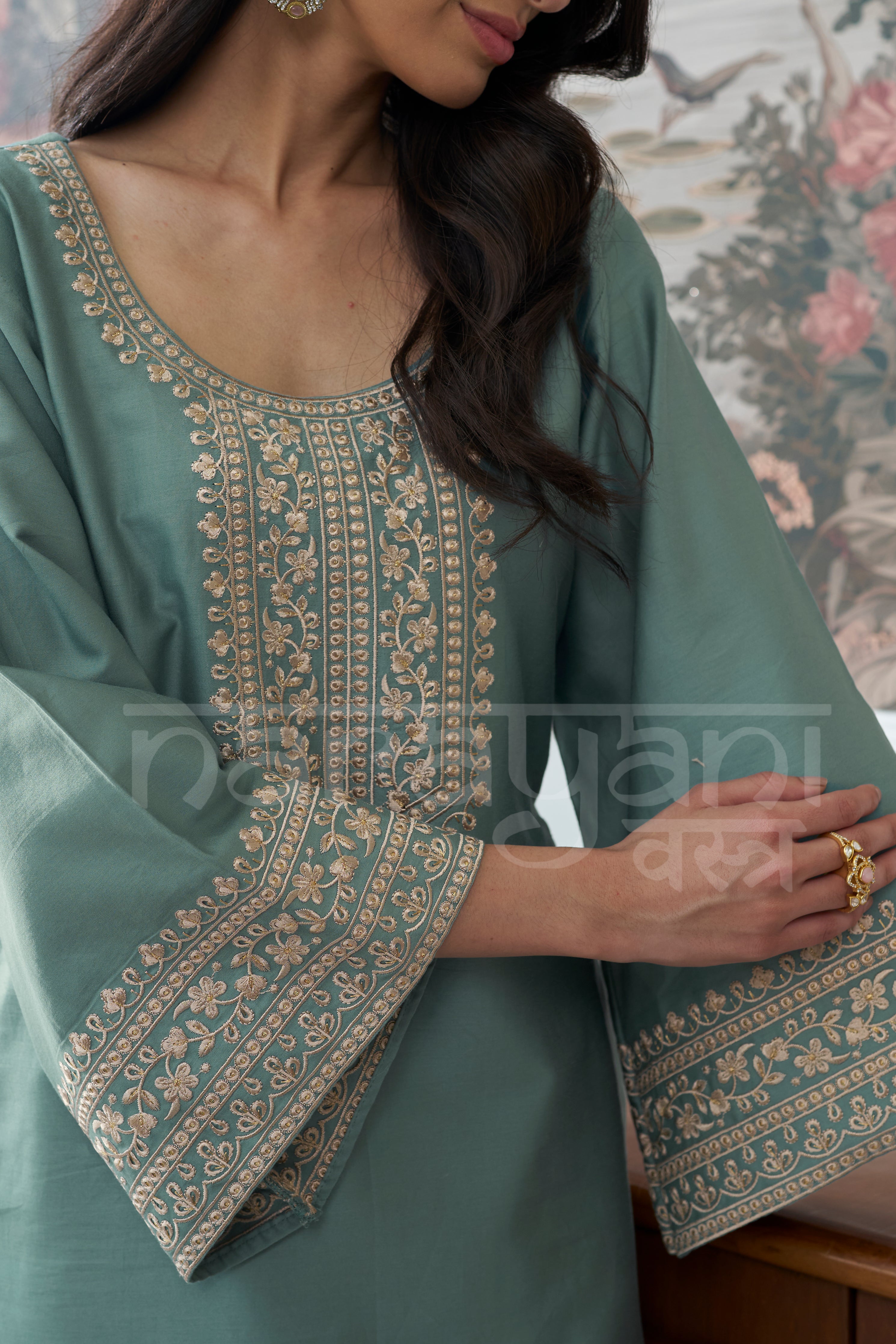 OASIS- Sage Green embroidered co-ord set