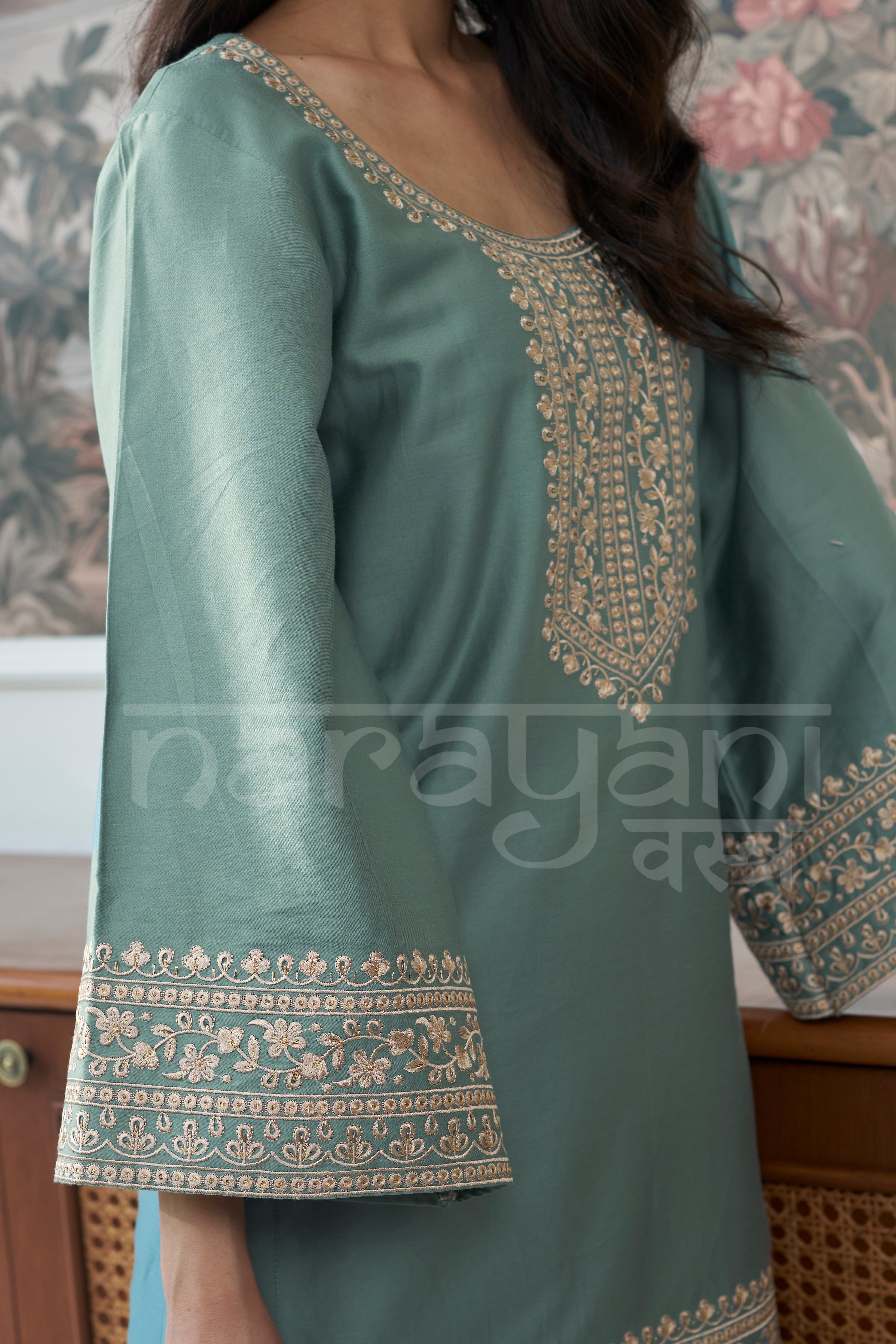 OASIS- Sage Green embroidered co-ord set