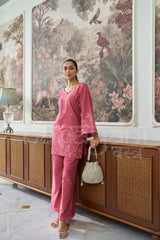 PEONY - Rosewood Pink Embroidered Co-ord Set