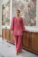 PEONY - Rosewood Pink Embroidered Co-ord Set