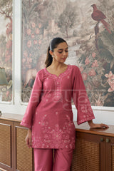 PEONY - Rosewood Pink Embroidered Co-ord Set