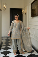 ALBELI - Sage Blue Farshi Salwar Suit Set