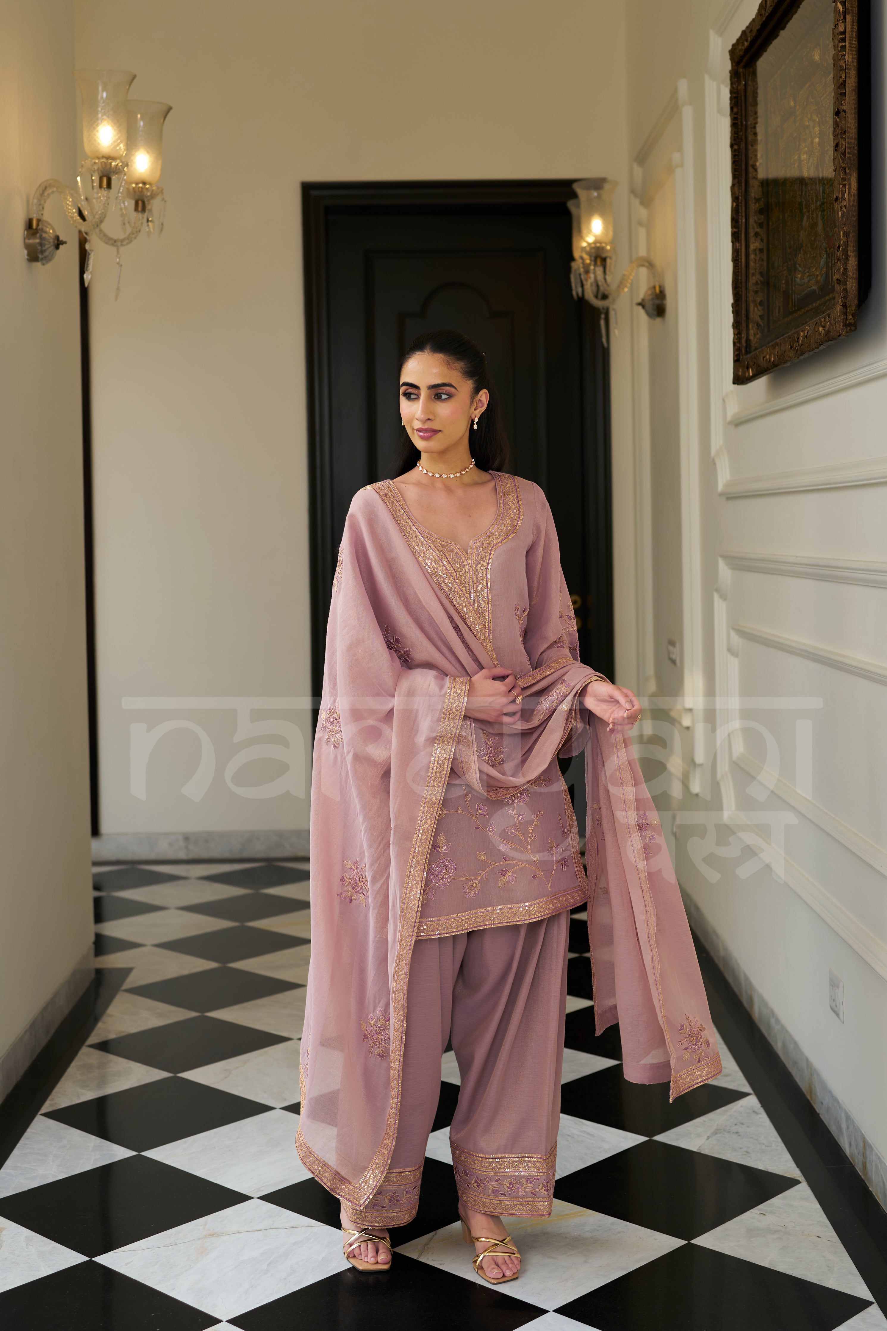 RANGRELI - Mauve Blush Farshi Salwar Suit Set
