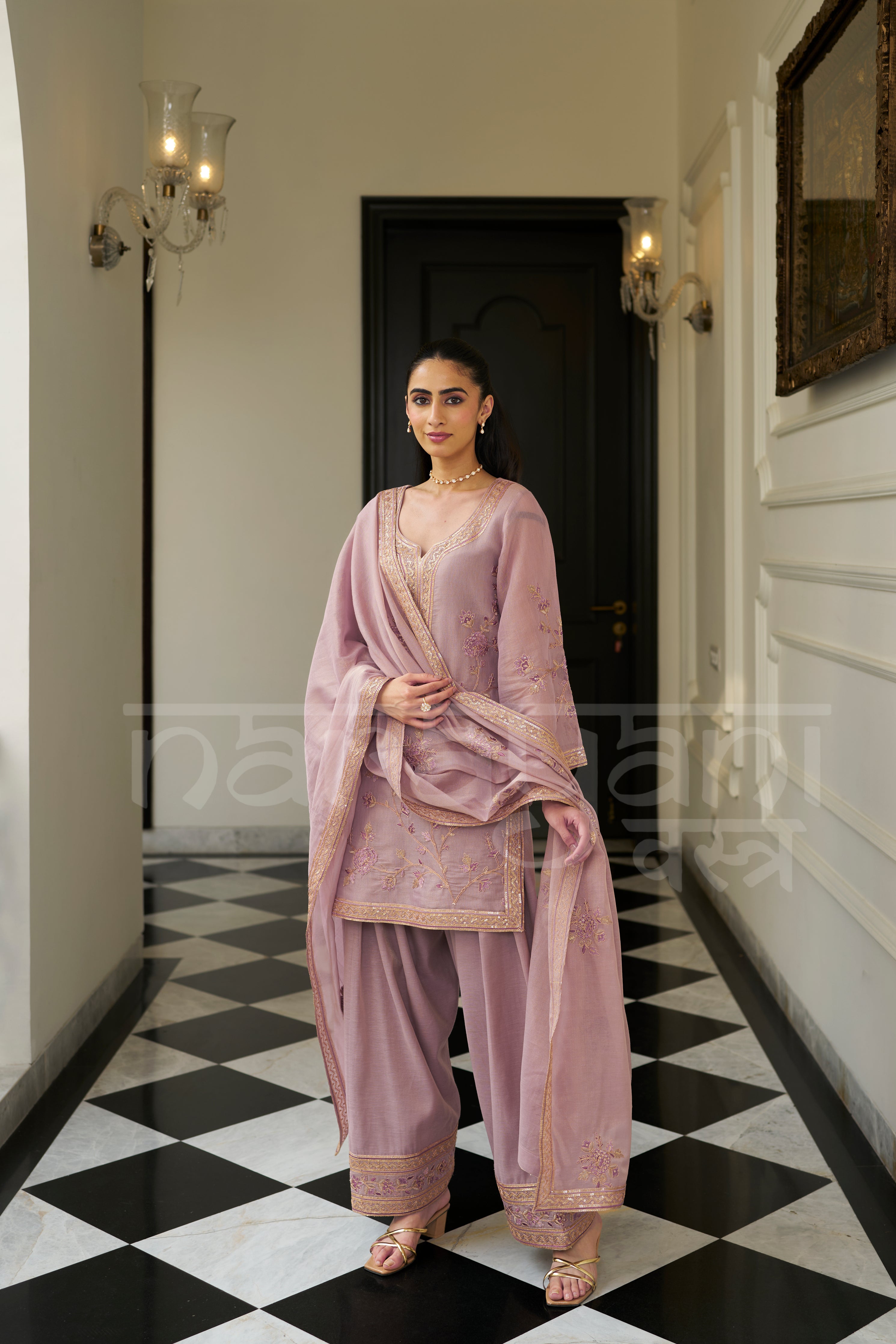 RANGRELI - Mauve Blush Farshi Salwar Suit Set
