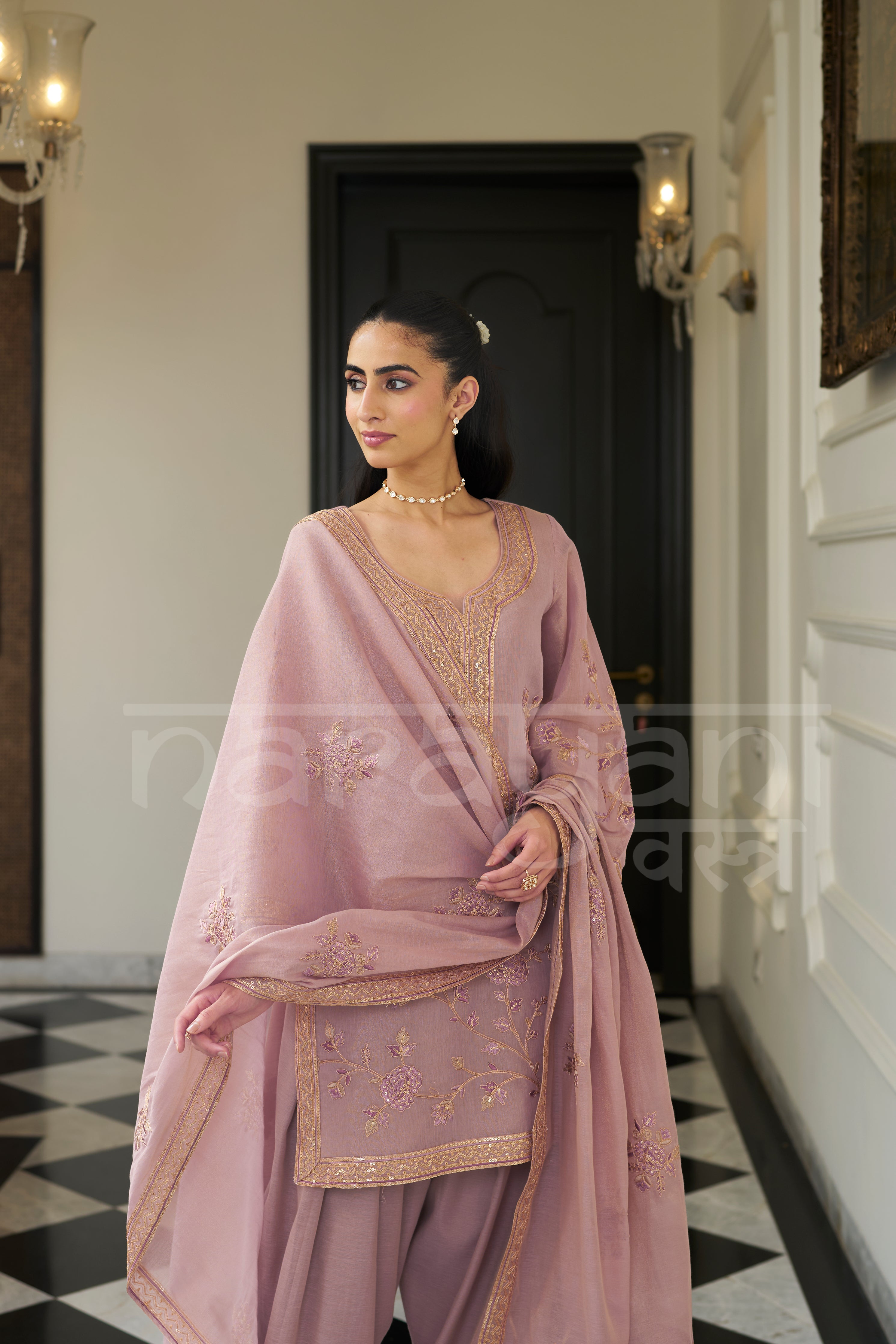 RANGRELI - Mauve Blush Farshi Salwar Suit Set