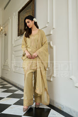 NAKHREELI - Champagne Yellow Farshi Salwar Suit Set