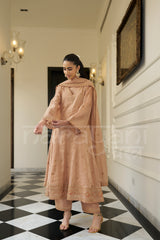 SHOKH - Antique Orange A-line Anarkali Suit Set