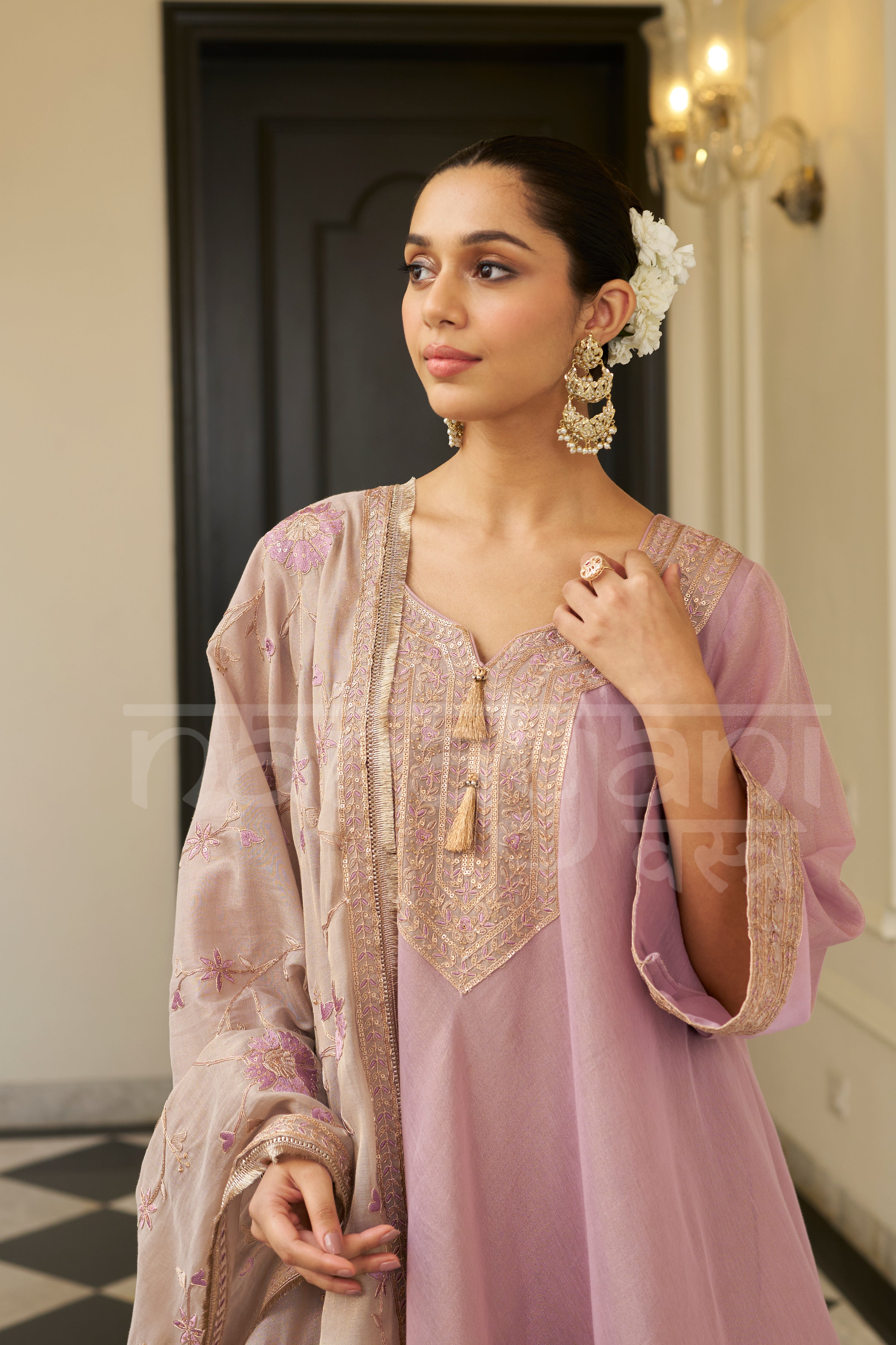 BAWARI - Mauve Blush Choga with Frashi Salwar Set