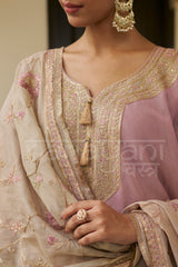 BAWARI - Mauve Blush Choga with Frashi Salwar Set