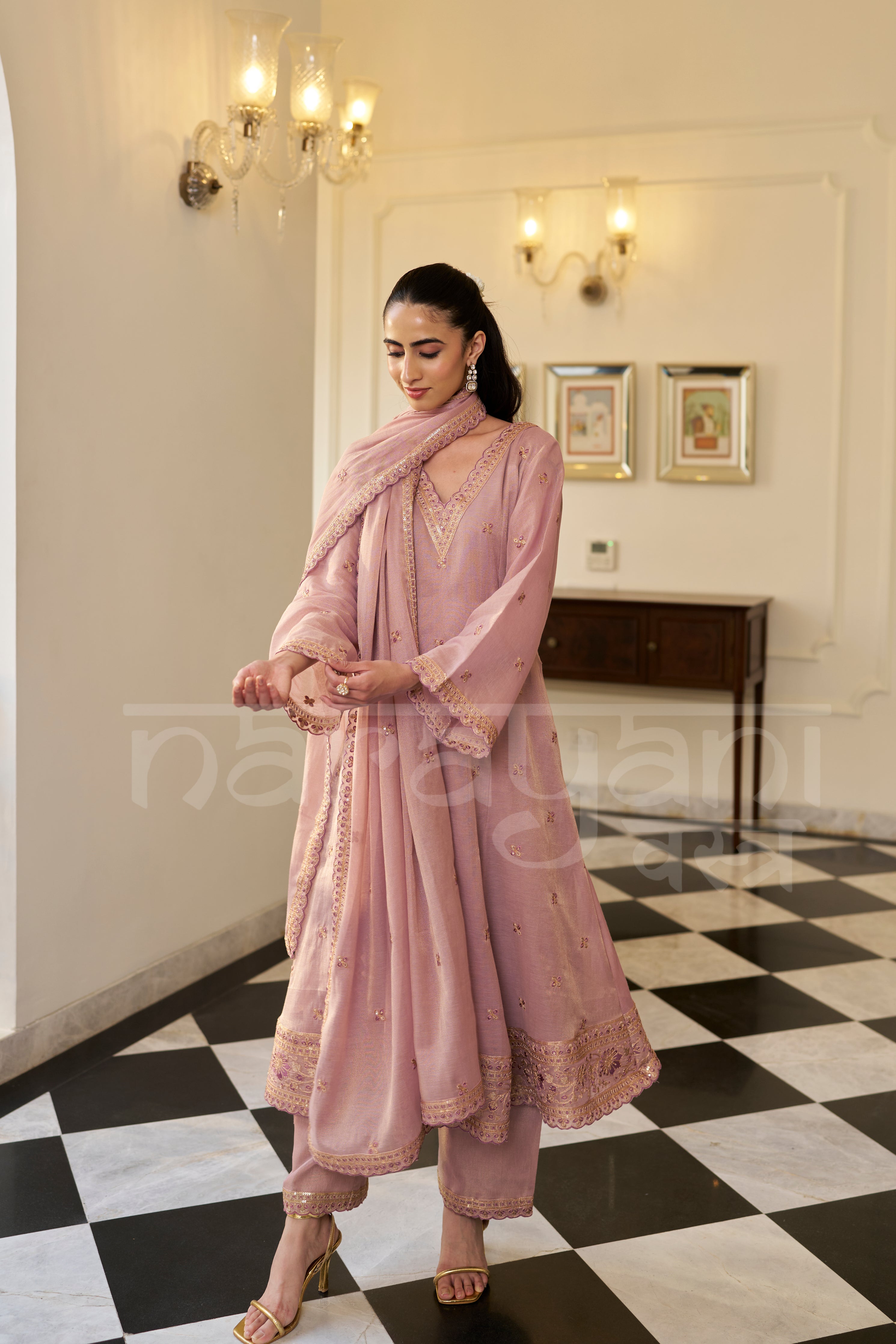 RAQS - Mauve Blush A-line Anarkali Suit Set