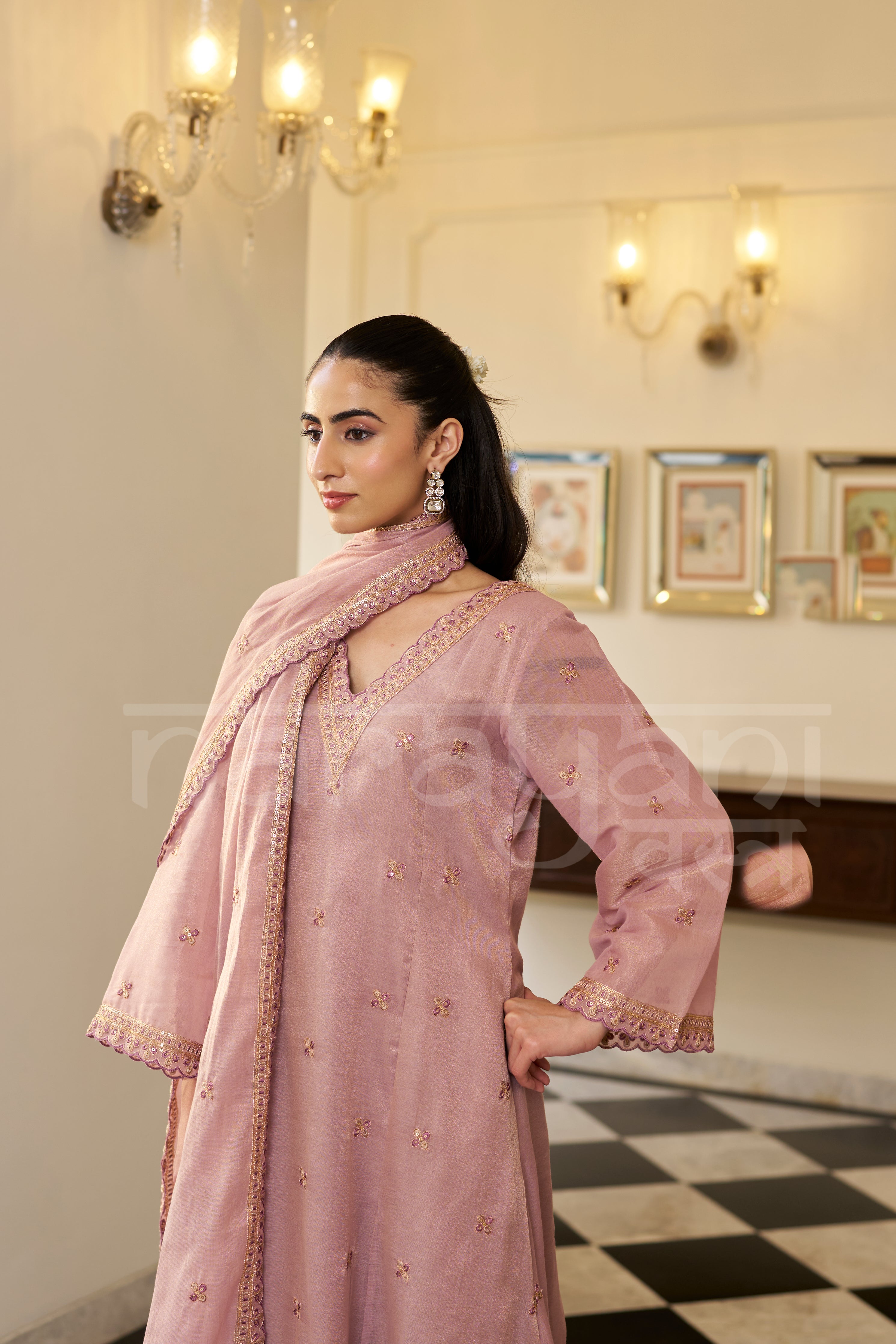 RAQS - Mauve Blush A-line Anarkali Suit Set
