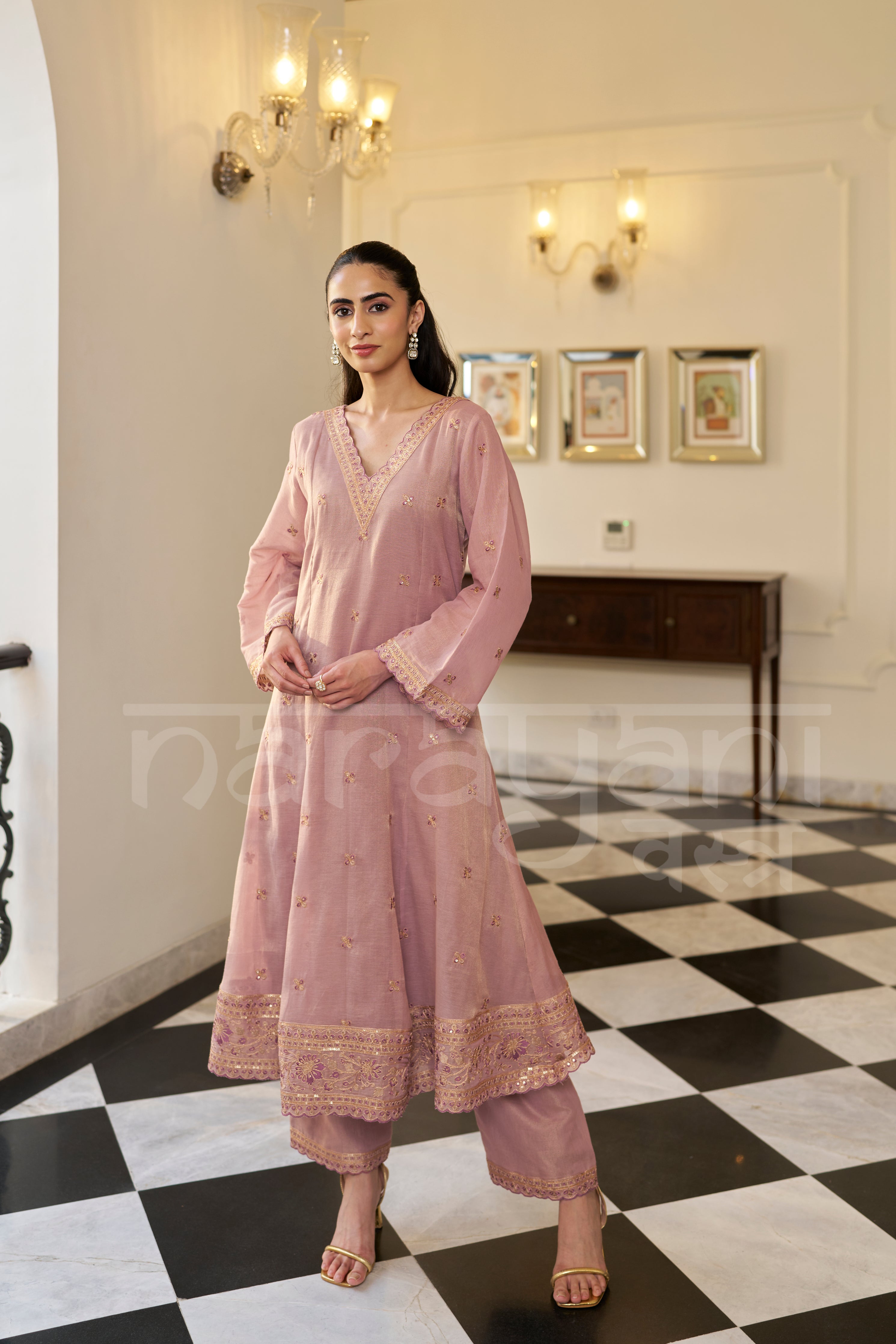 RAQS - Mauve Blush A-line Anarkali Suit Set