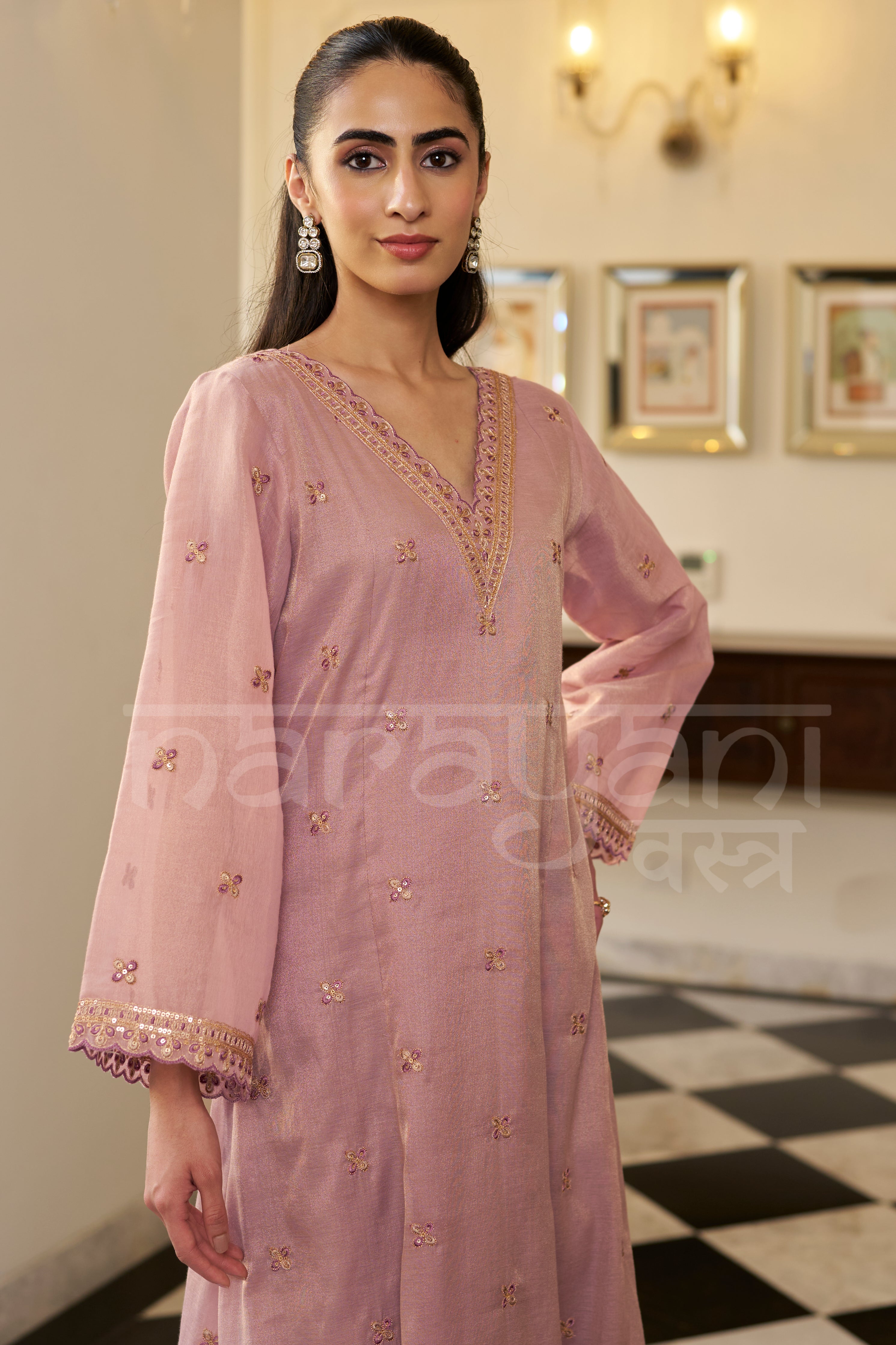 RAQS - Mauve Blush A-line Anarkali Suit Set