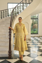 KASHISH - Champagne Yellow A-line Anarkali Suit Set
