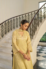 KASHISH - Champagne Yellow A-line Anarkali Suit Set