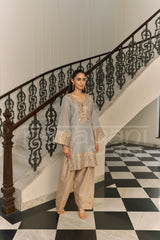 KAHKASHAN - Sage Blue Farshi Salwar Suit Set