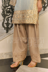 KAHKASHAN - Sage Blue Farshi Salwar Suit Set